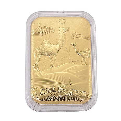24K Yellow Gold Embossed Camels in Desert Foil (26 x 40.10 MM)
