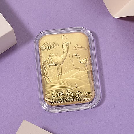 24K Yellow Gold Embossed Camels in Desert Foil (26 x 40.10 MM)