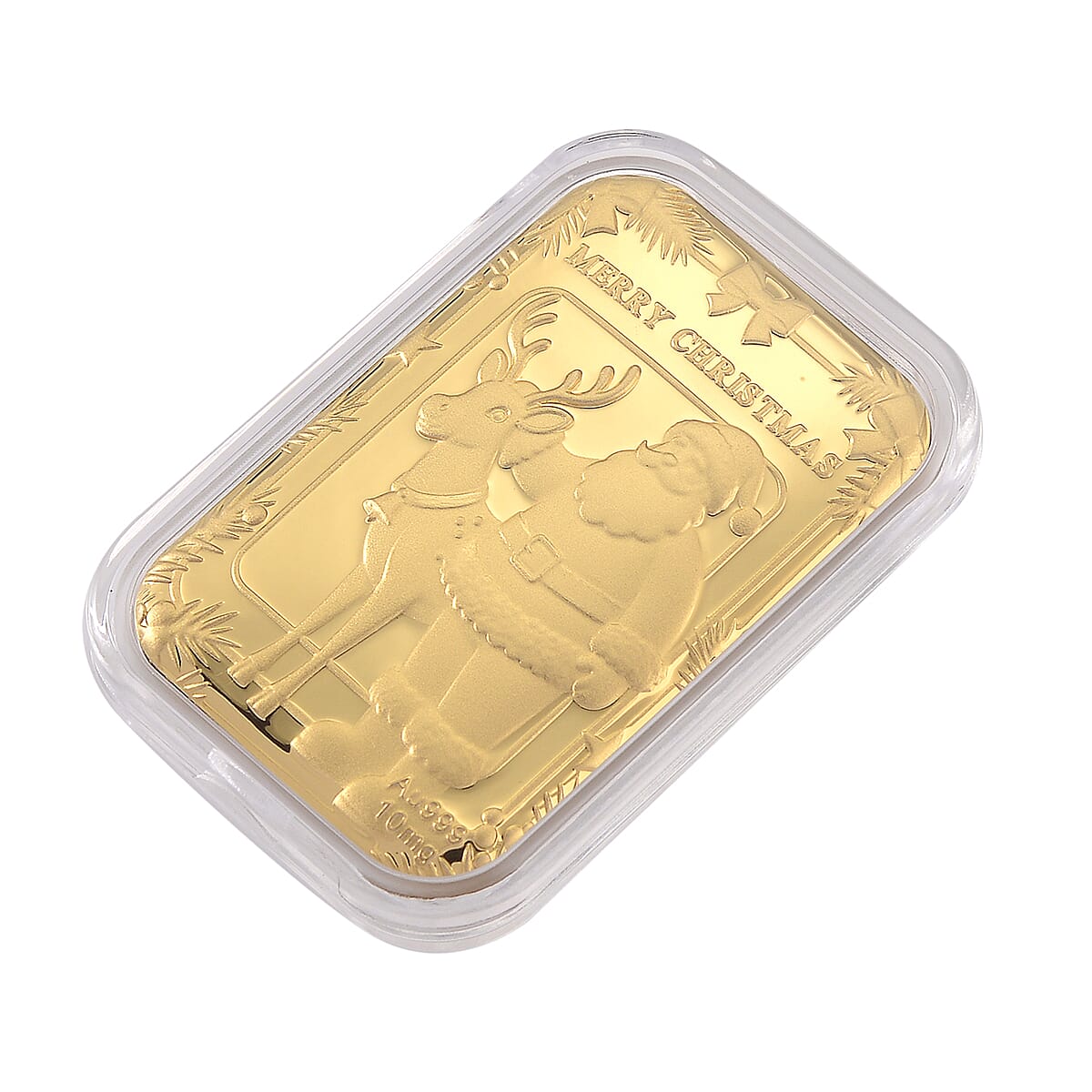 24K Yellow Gold Santa & Reindeer Embossed Foil Collectable (39.65 x 25.60 MM)