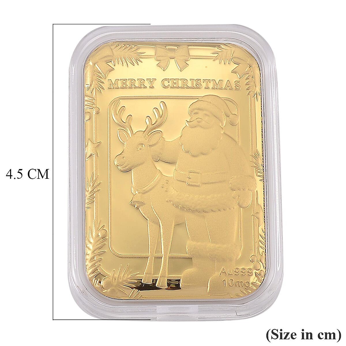 24K Yellow Gold Santa & Reindeer Embossed Foil Collectable (39.65 x 25.60 MM)
