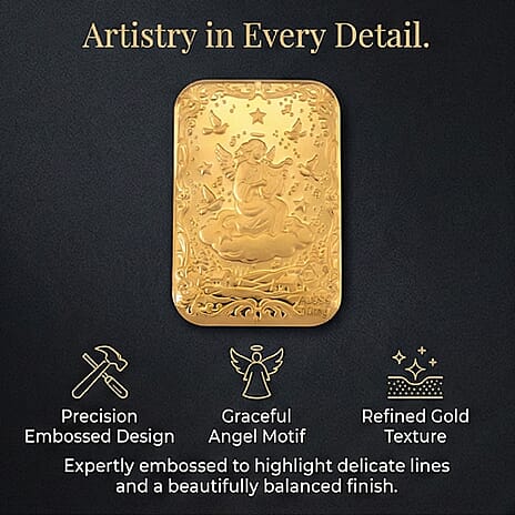 24K Yellow Gold Angel (99.9% Purity) Embossed Collectable (39.80 x 25.60 MM)
