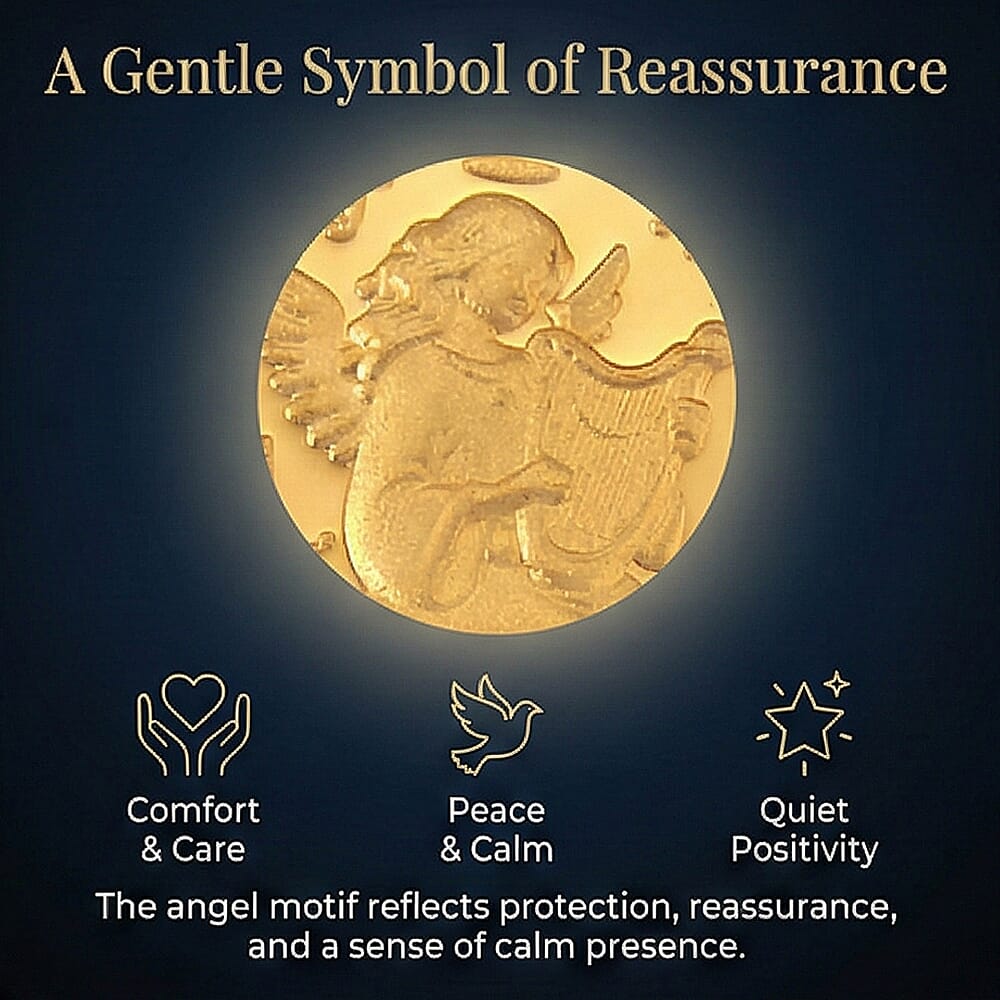 24K Yellow Gold Angel (99.9% Purity) Embossed Collectable (39.80 x 25.60 MM)