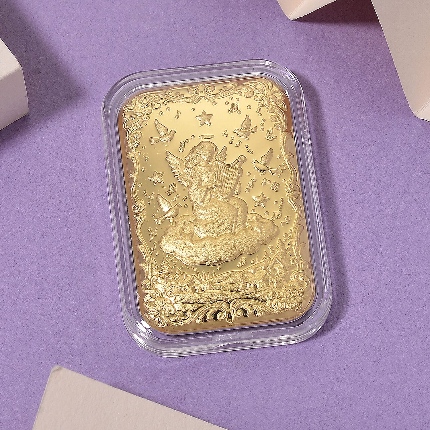 24K Yellow Gold Angel (99.9% Purity) Embossed Collectible (39.80 x 25.60 MM)