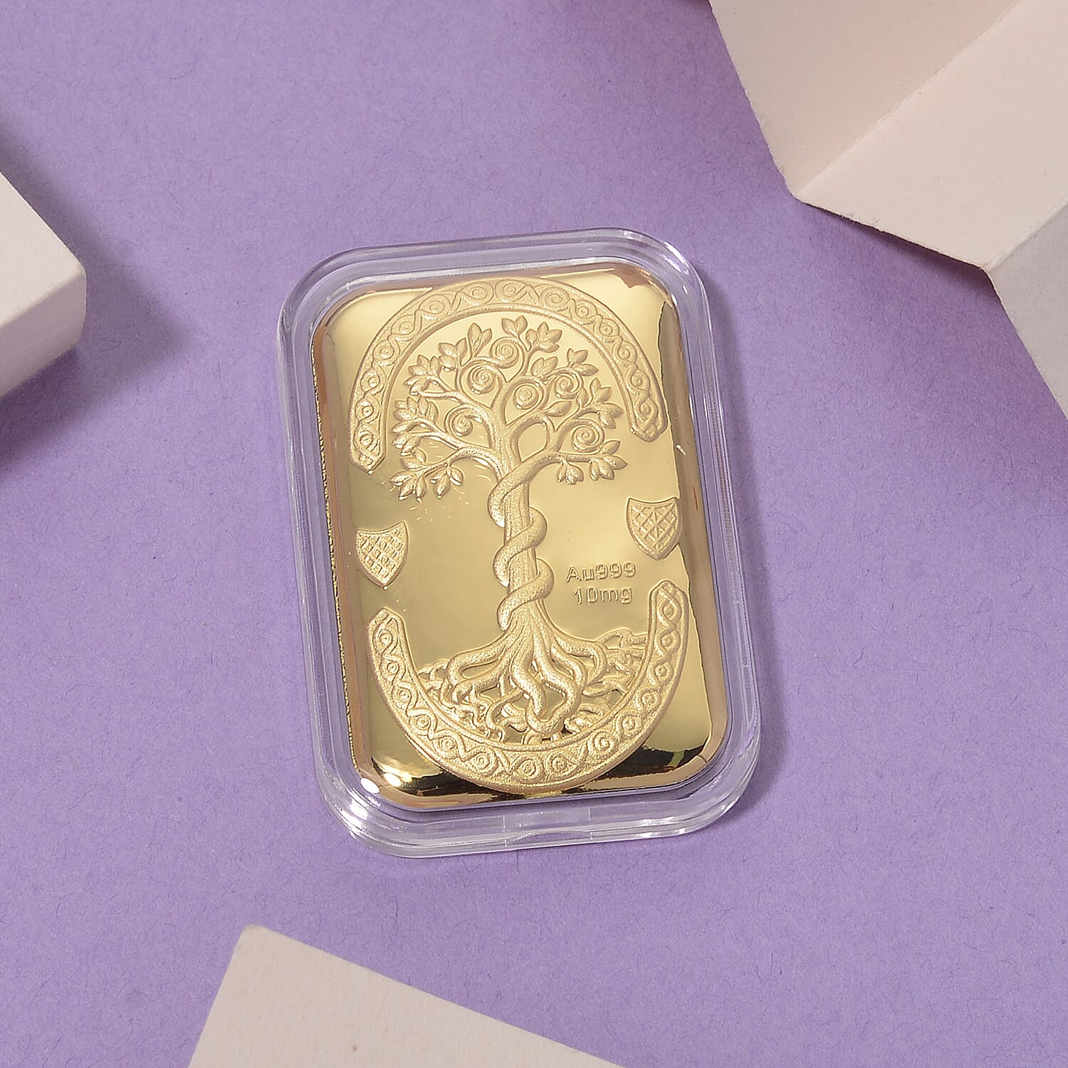 24K Yellow Gold Tree of Life Embossed (39.50 x 25.70 MM)