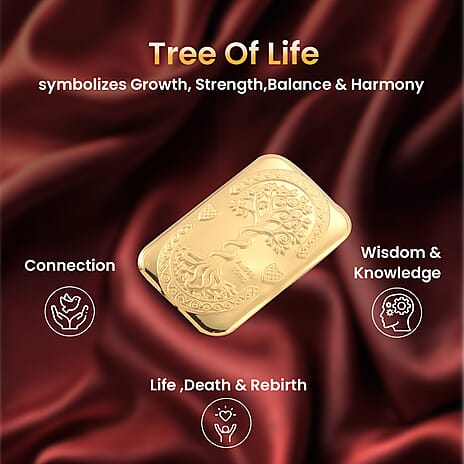 24K Yellow Gold Tree of Life Embossed (39.50 x 25.70 MM)