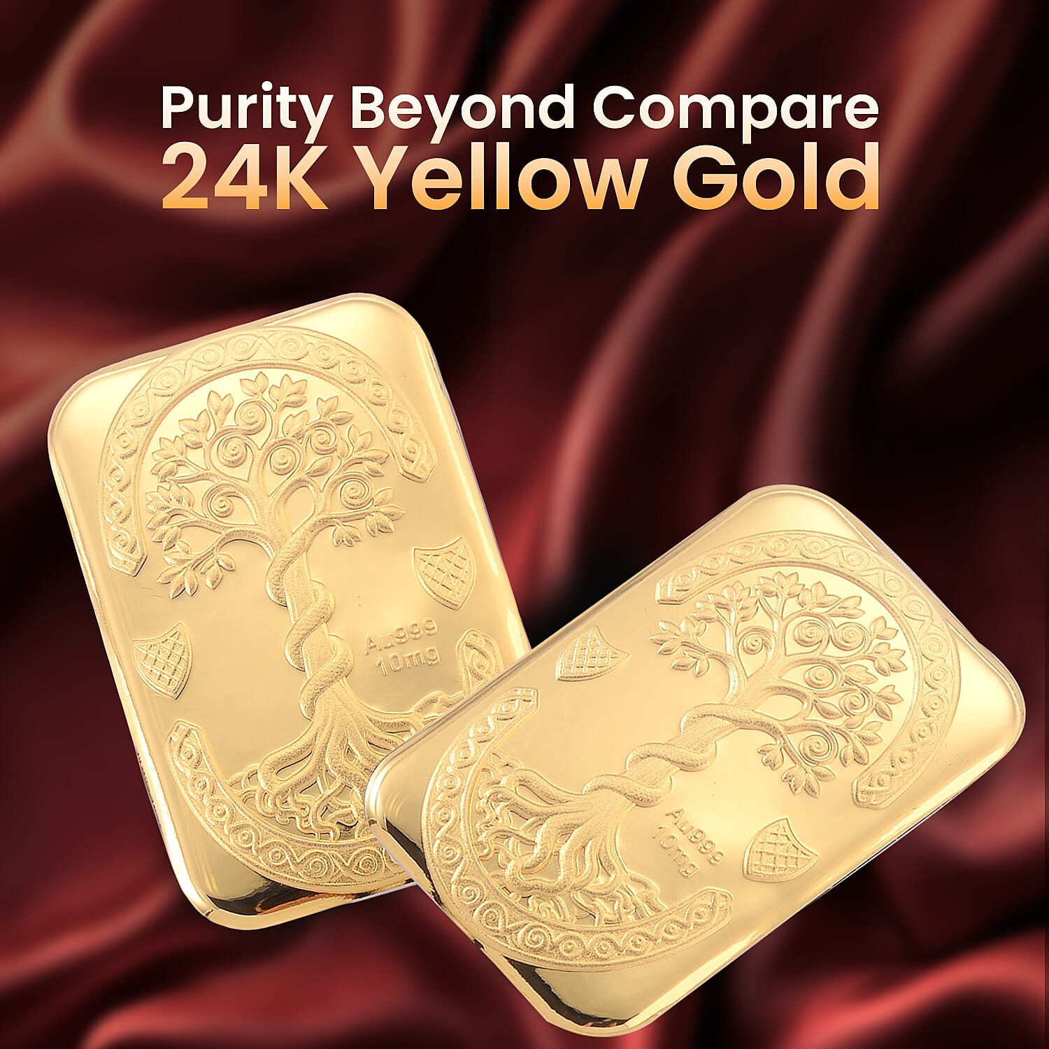 24K Yellow Gold Tree of Life Embossed (39.50 x 25.70 MM)