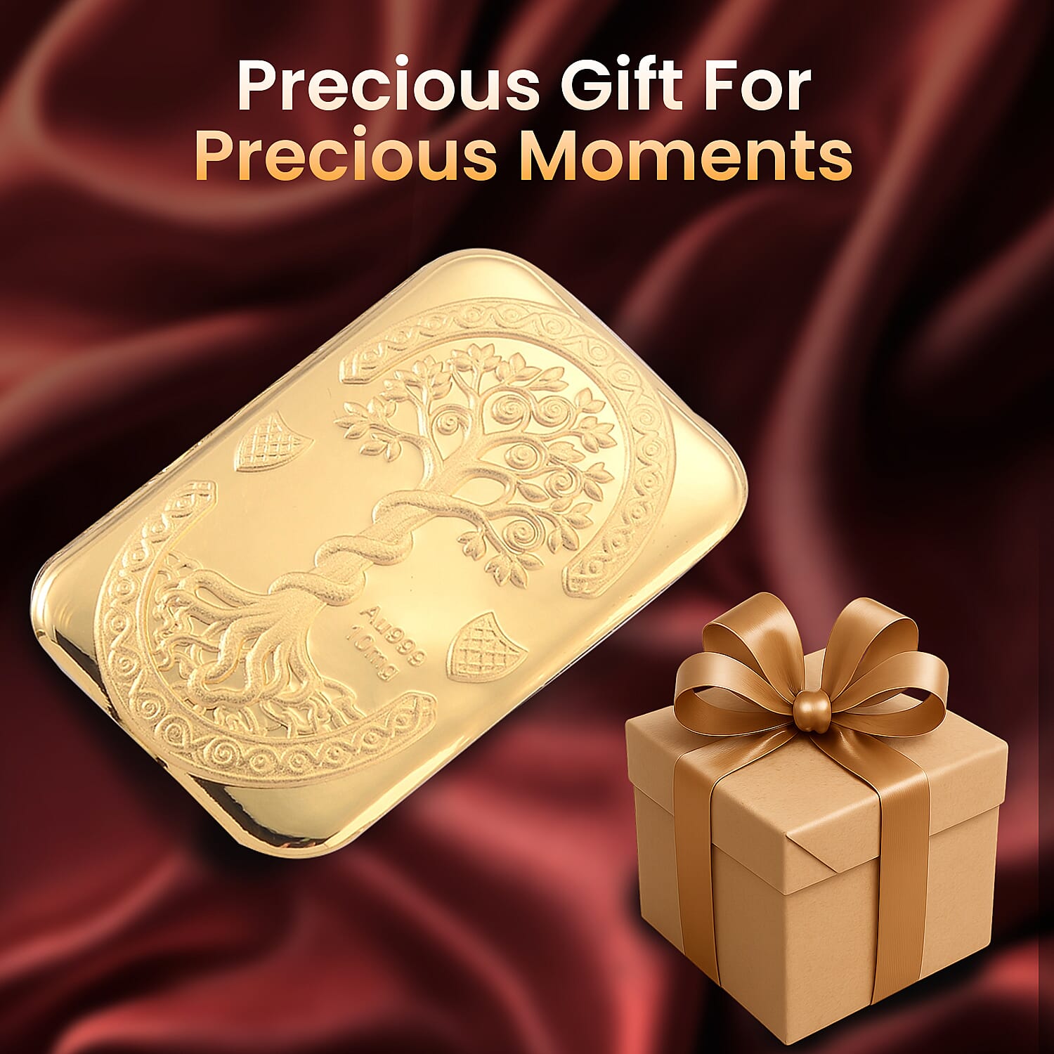 24K Yellow Gold Tree of Life Embossed (39.50 x 25.70 MM)