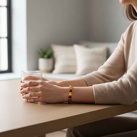 Multi Colour Amber Beads Bracelet (Size - 7.5 Stretchable) 25.00 Ct.