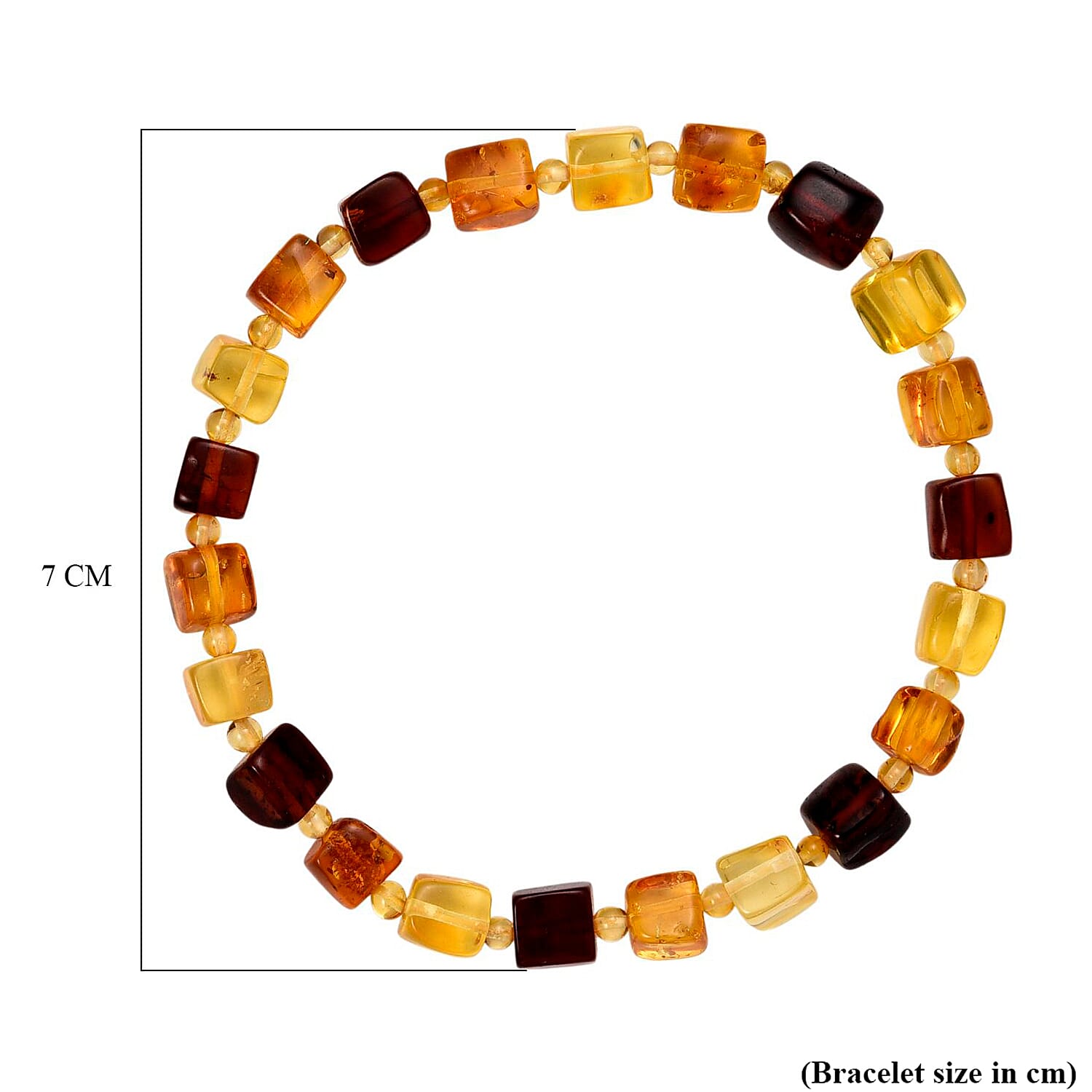 Multi Colour Amber Beads Bracelet (Size - 7.5 Stretchable) 25.00 Ct.