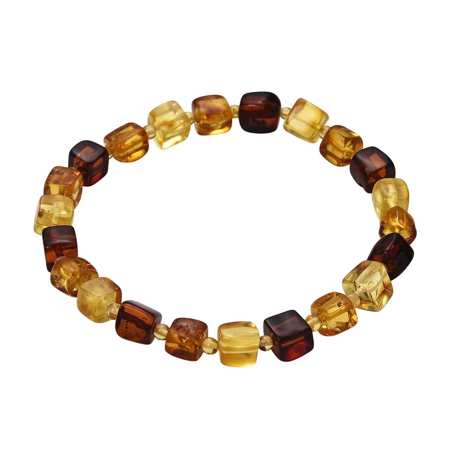 Multi Colour Amber Beads Bracelet (Size - 7.5 Stretchable) 25.00 Ct.