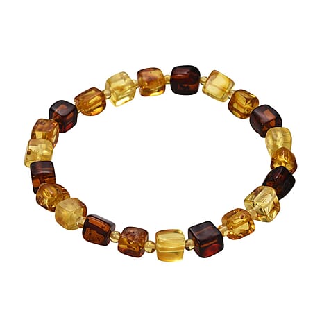Multi Colour Amber Beads Bracelet (Size - 7.5 Stretchable) 25.00 Ct.