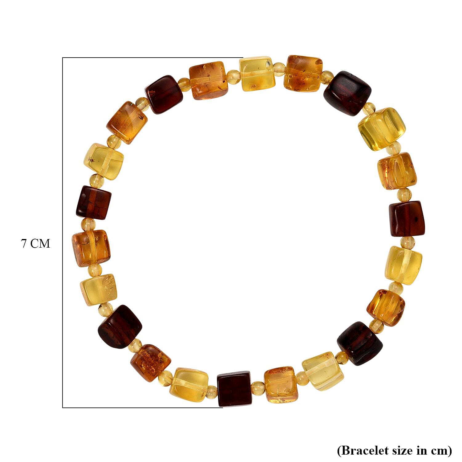 Multi Colour Amber Beads Bracelet (Size - 7.5 Stretchable) 25.00 Ct.