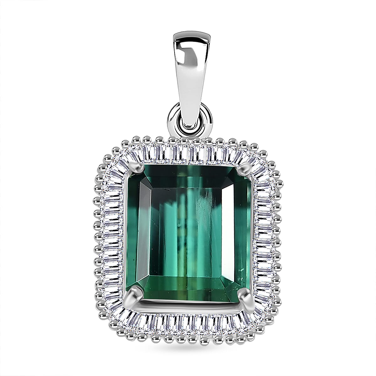 Rhapsody 950 Platinum AAAA Pirineu Tourmaline & Natural White Diamond (VS-EF) Pendant 5.00 Ct,
