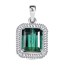 Rhapsody 950 Platinum AAAA Pirineu Tourmaline & Natural White Diamond (VS-EF) Pendant 5.00 Ct,