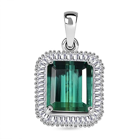 Rhapsody 950 Platinum AAAA Pirineu Tourmaline & Natural White Diamond (VS-EF) Pendant 5.00 Ct,