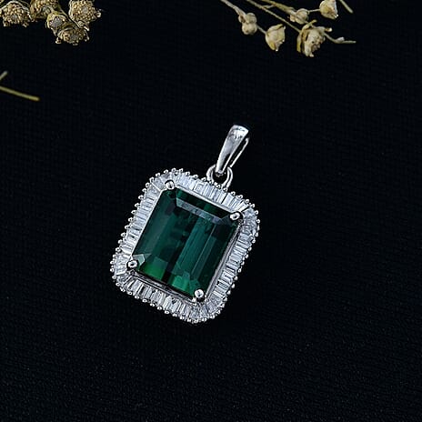 Rhapsody 950 Platinum AAAA Pirineu Lagoon Tourmaline and Natural  Diamond (VS-EF) Halo Pendant 5.00 Ct,