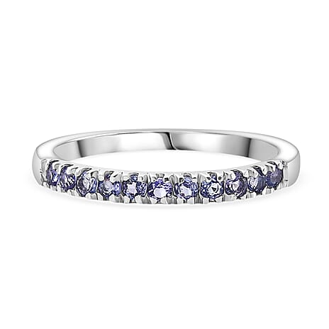 D'Joy Tanzanite Ring in Platinum Overlay Sterling Silver 0.43 Ct.
