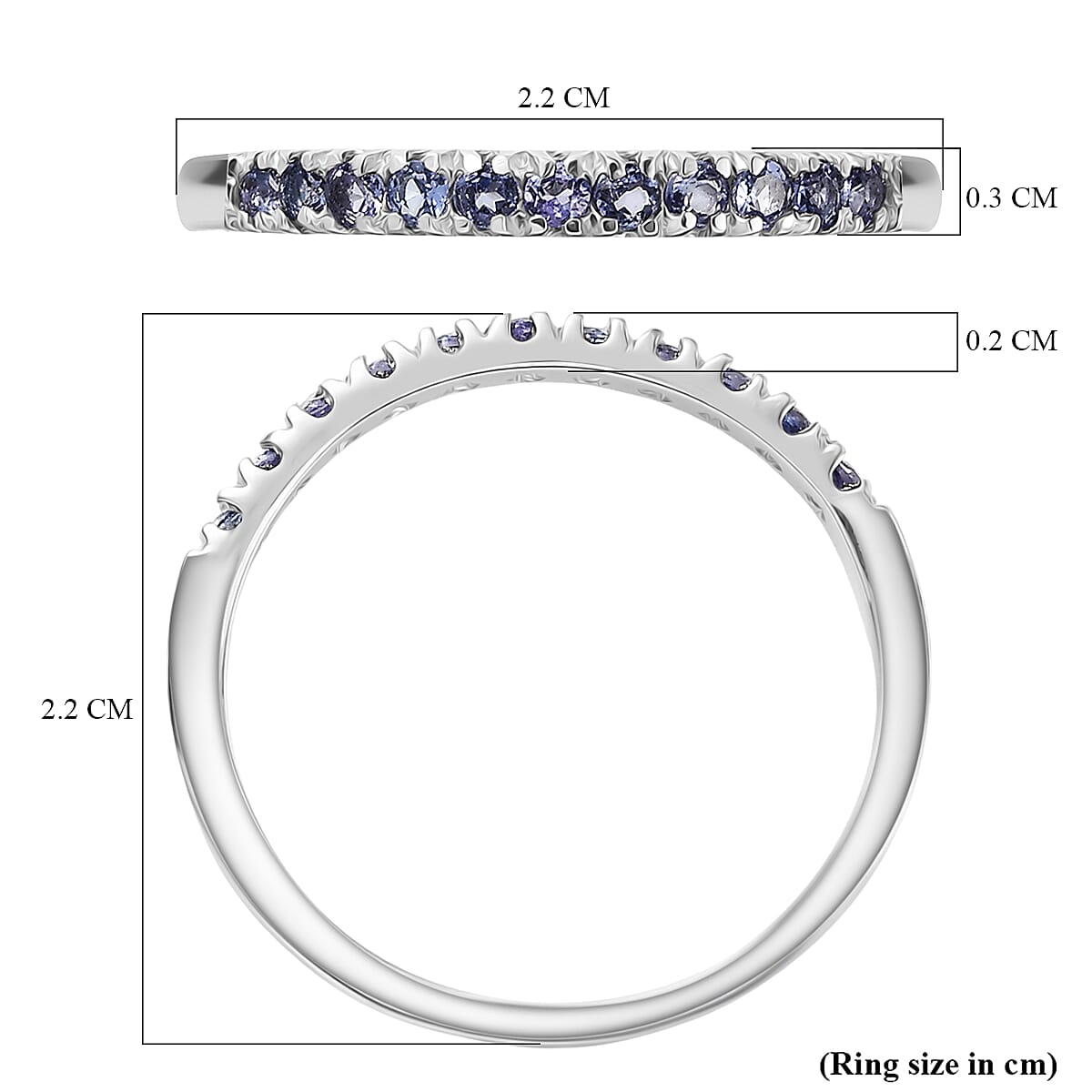 D'Joy Tanzanite Ring in Platinum Overlay Sterling Silver 0.43 Ct.
