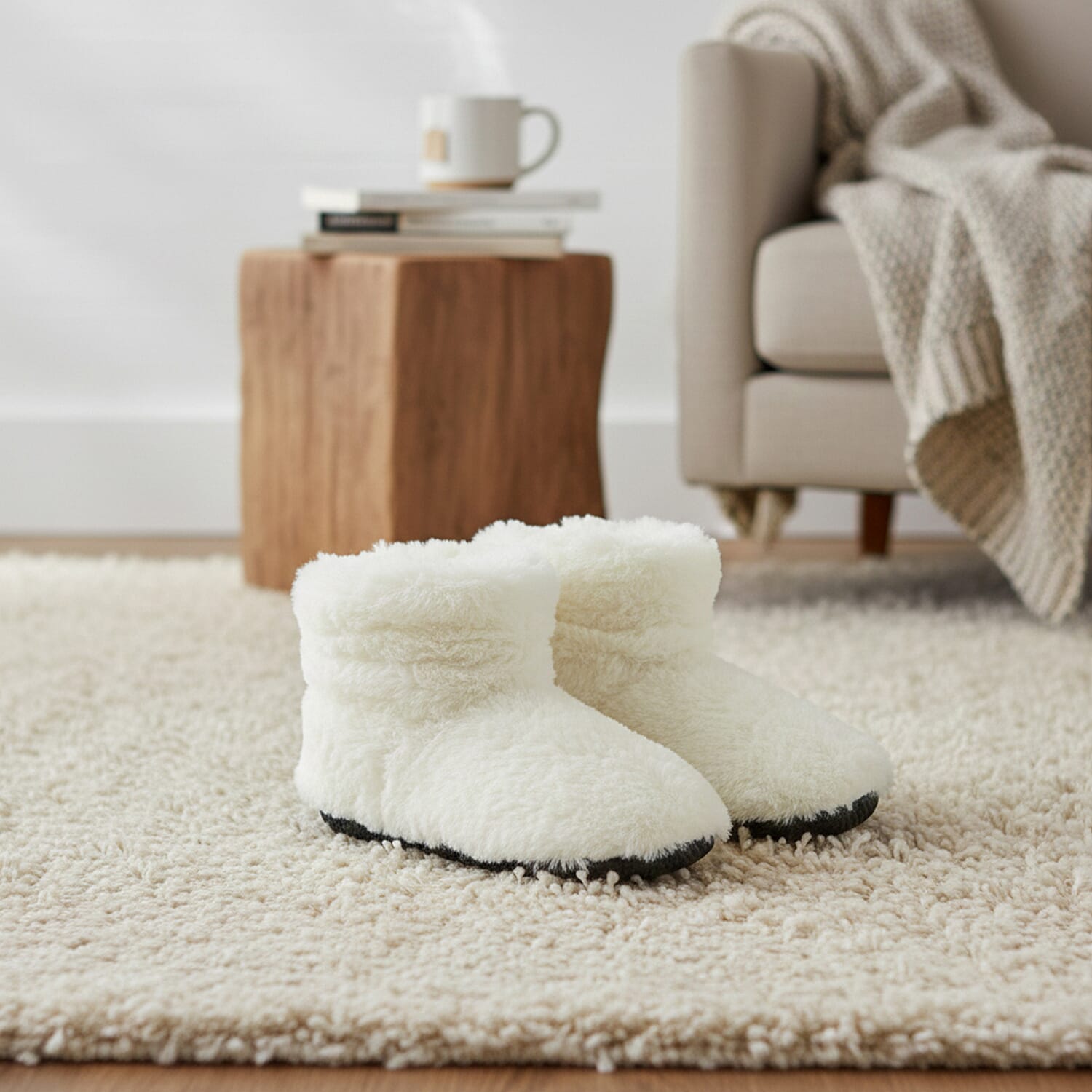 WARMIES Microwavable Luxury Boots (One Size) - Cream