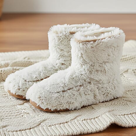 WARMIES Marshmallow Microwavable Luxury Boots (One Size) - Beige