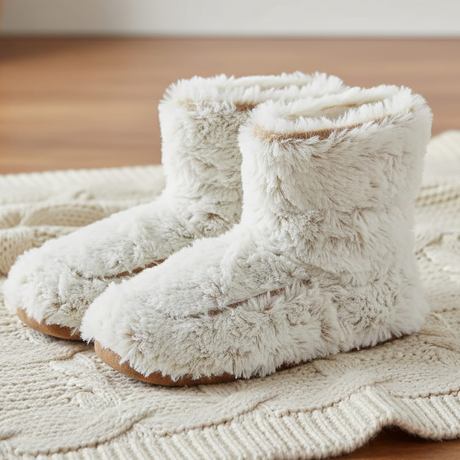 WARMIES Marshmallow Microwavable Luxury Boots (One Size) - Beige