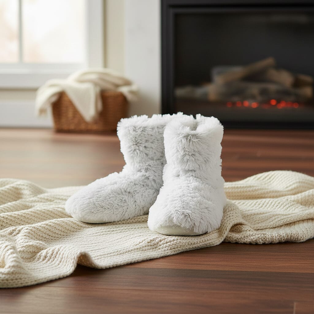 WARMIES Marshmallow Microwavable Luxury Boots (One Size) - Grey