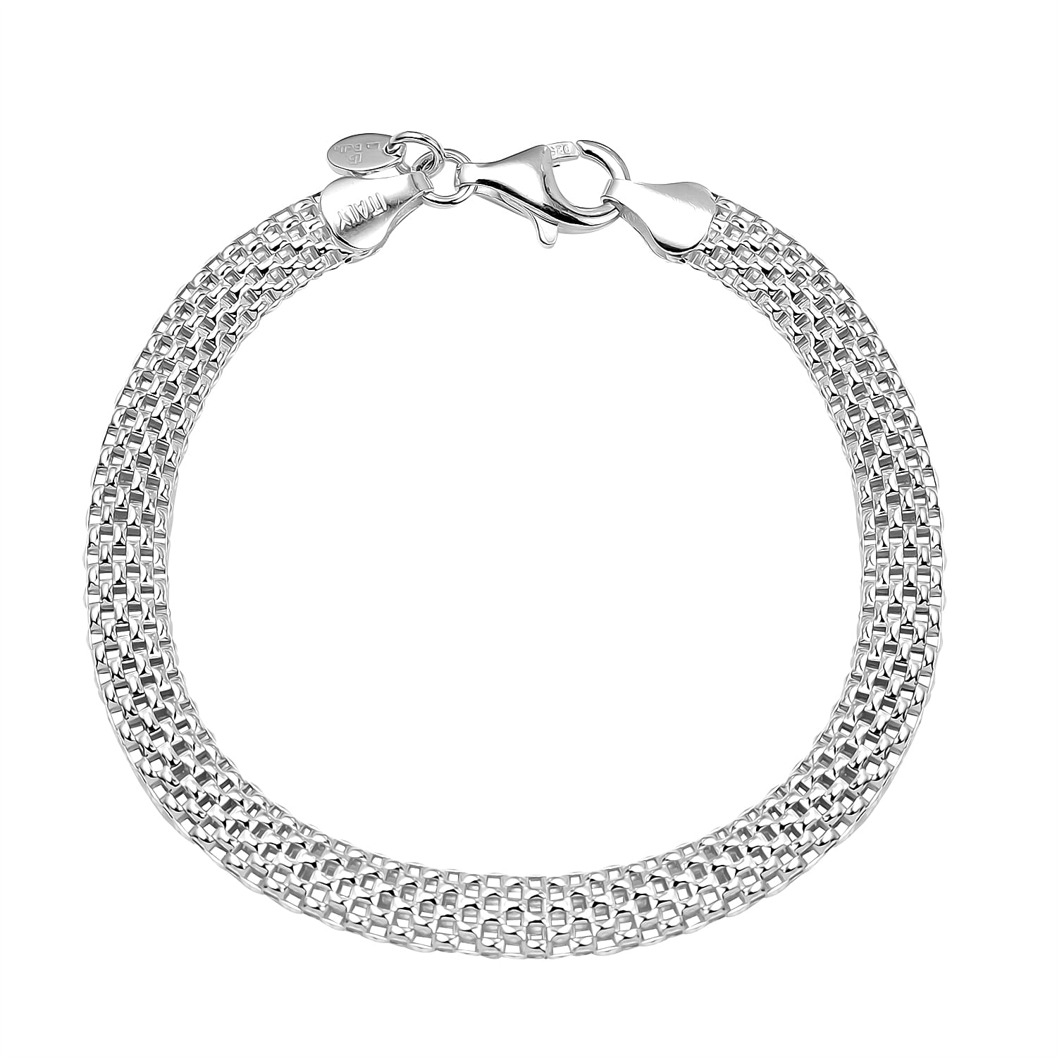 Labella Popcorn Mesh Bracelet (Size 7.5) with Lobster Clasp in Sterling Silver