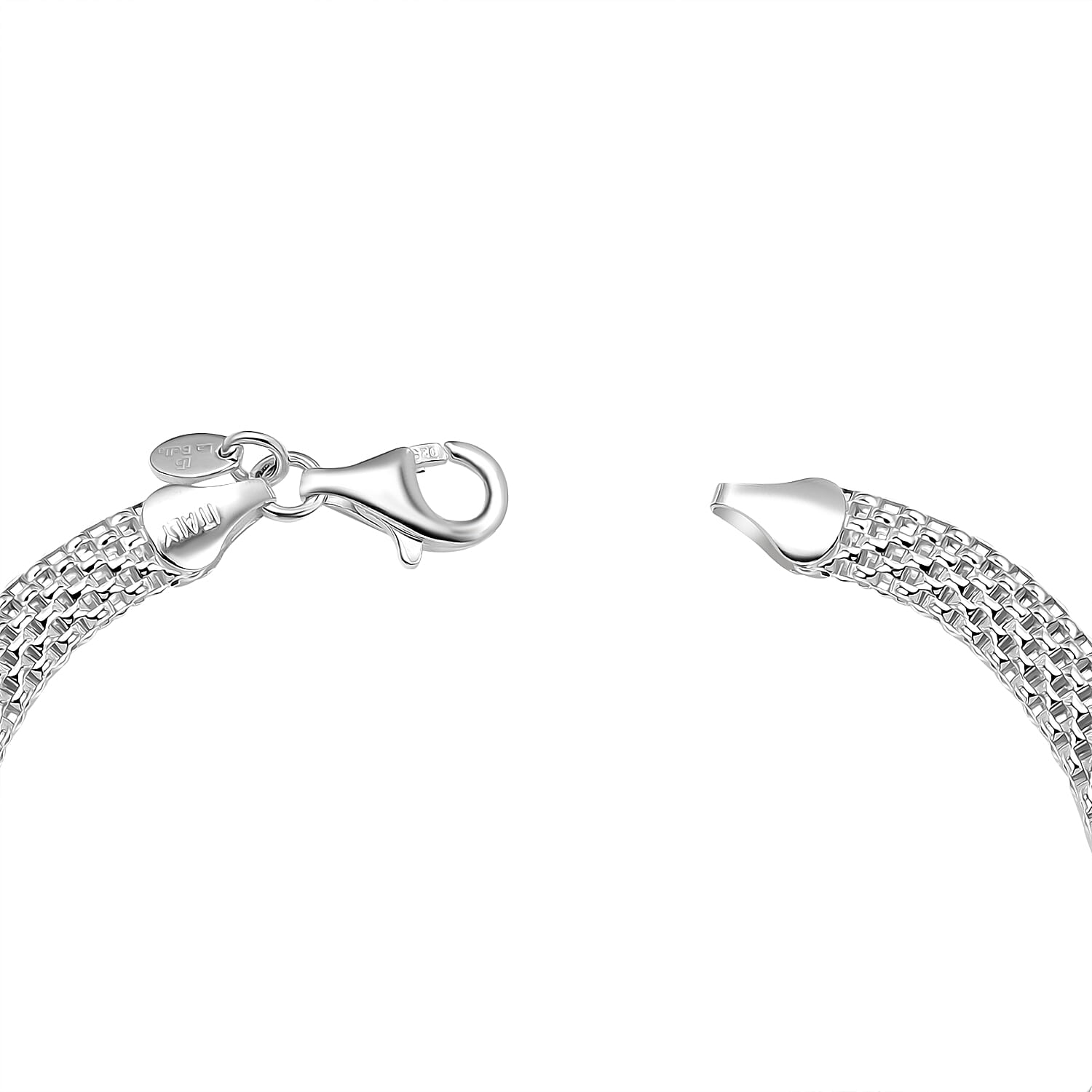 Labella Popcorn Mesh Bracelet (Size 7.5) with Lobster Clasp in Sterling Silver