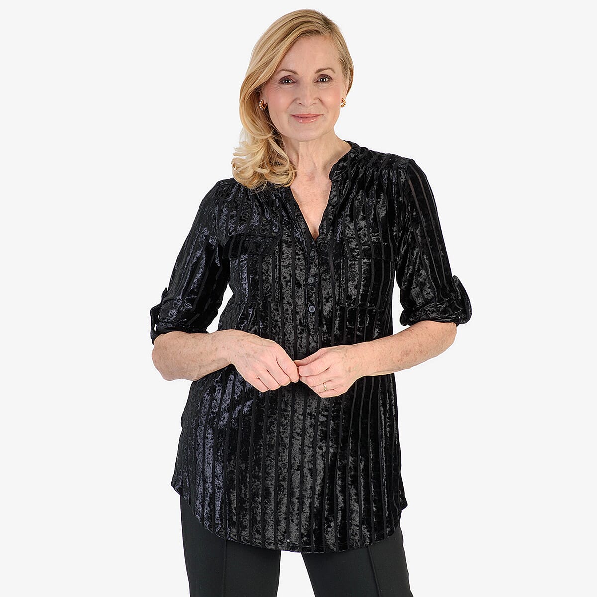 Marina Kaneva Festive Velvet Top (Size 12) - Black