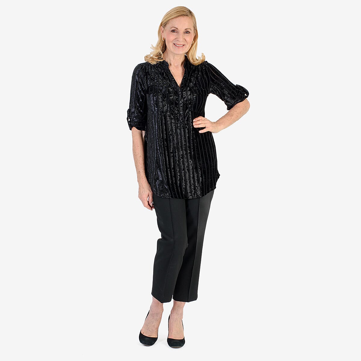 Marina Kaneva Festive Velvet Top (Size 14) - Black