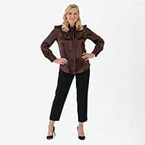 Best Seller Marina Kaneva Bow Tie Top (Size 8) - Charcoal Brown