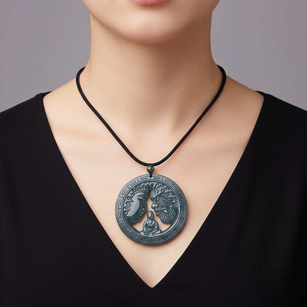 Natural Jadeite Jade Necklace with Cotton Thread (Size 28 Adjustable) 155.00 Ct.