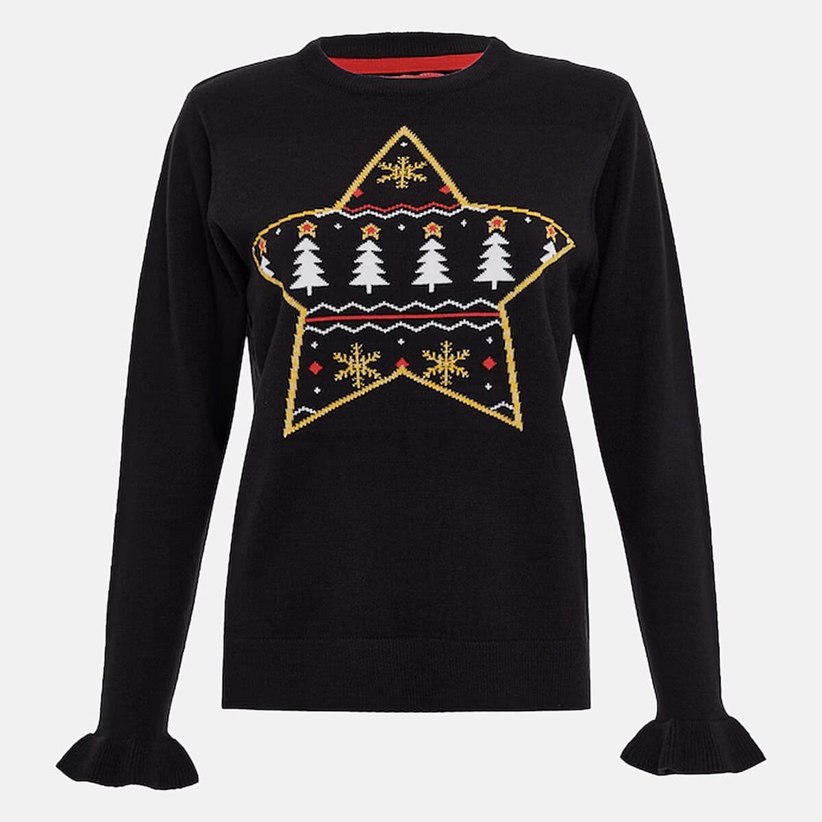 Threadbare Star Design Christmas Jumper (Size 10) - Black