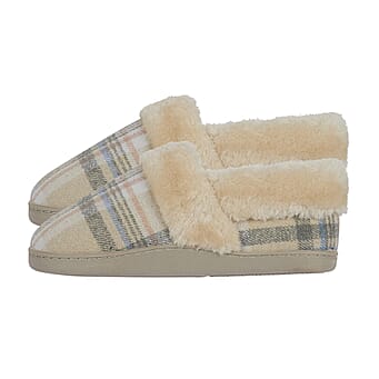 https://tjcuk.sirv.com/Products/83/3/8332313/Jo-Joe-Heritage-Cosy-Check-Mule-With-Faux-Fur-Trim-Size-8-Oatmeal_8332313_1.jpg?w=342&h=342