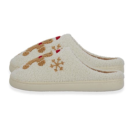 Jo - Joe Design Christmas Gingerbread Man Fluffy Mule (Size 5) - Cream