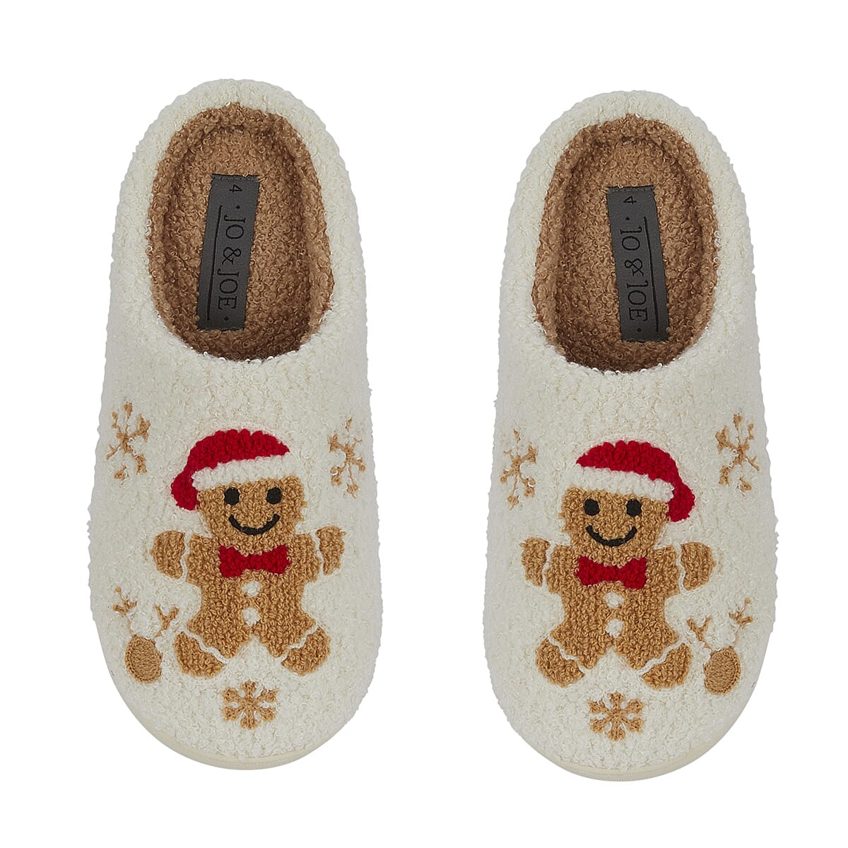 Jo - Joe Design Christmas Gingerbread Man Fluffy Mule (Size 6) - Cream