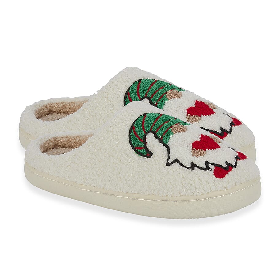 Jo - Joe Design Christmas Gonk Design Fluffy Mule (Size 7) - Cream