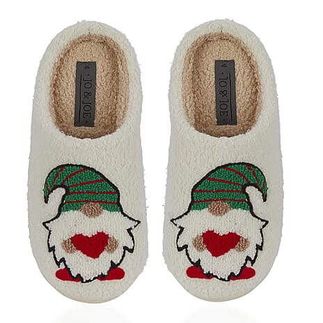 Jo - Joe Design Christmas Gonk Design Fluffy Mule (Size 6) - Cream