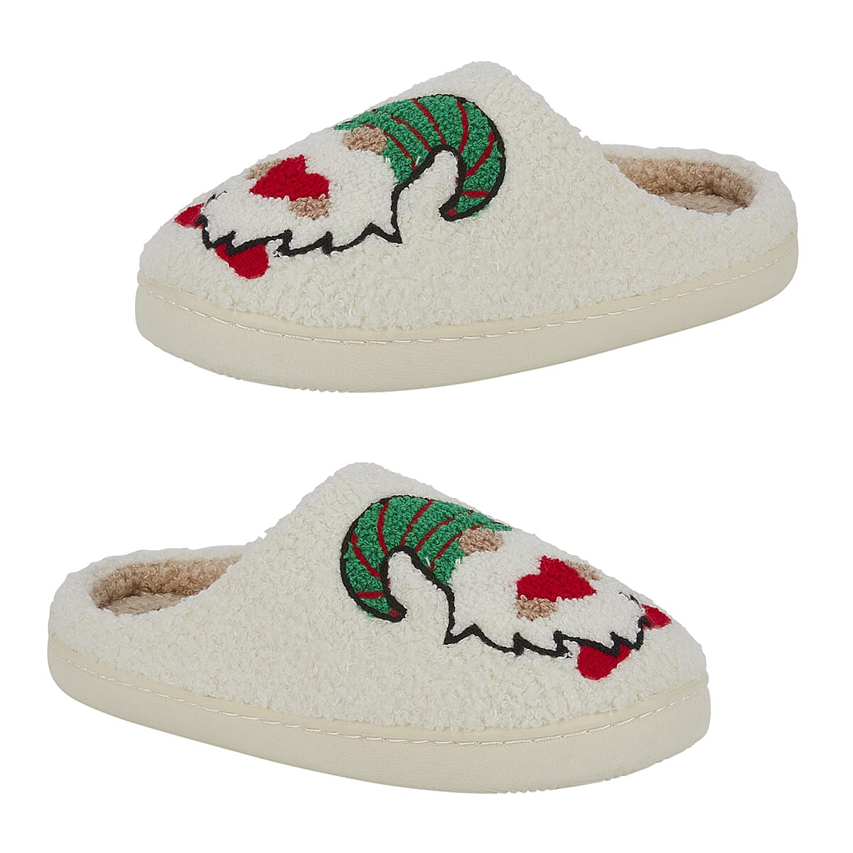 Jo - Joe Design Christmas Gonk Design Fluffy Mule (Size 6) - Cream