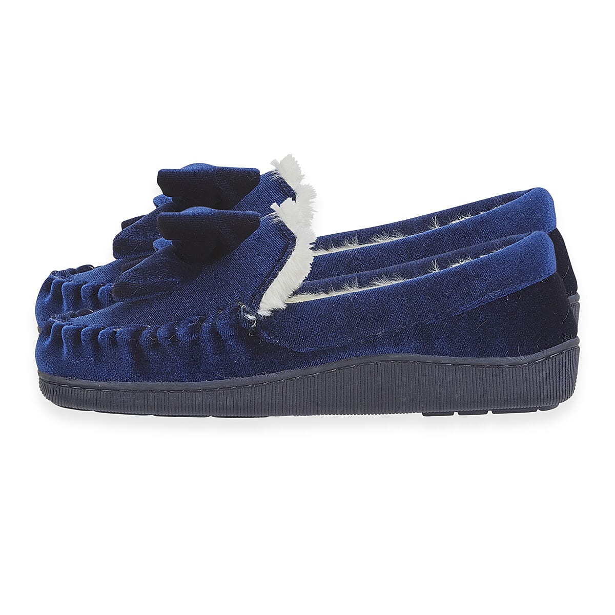 Jo & Joe Velvet Moccasin Slipper with Bow