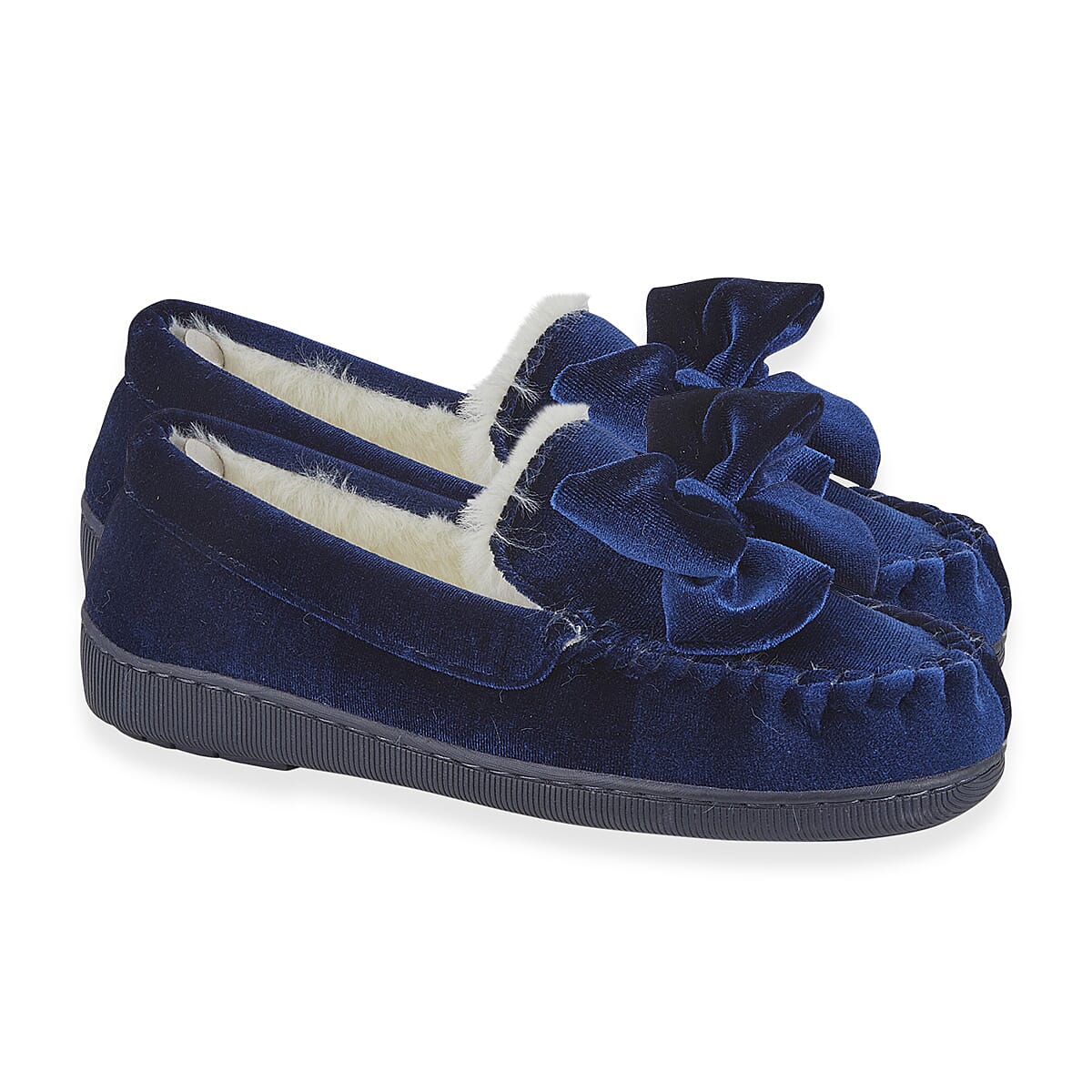 Jo & Joe Velvet Moccasin Slipper with Bow