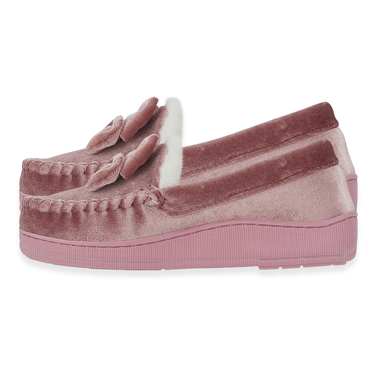 Jo & Joe Velvet Moccasin Slipper with Bow