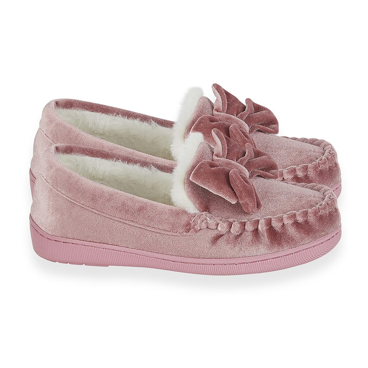 Jo & Joe Velvet Moccasin Slipper with Bow