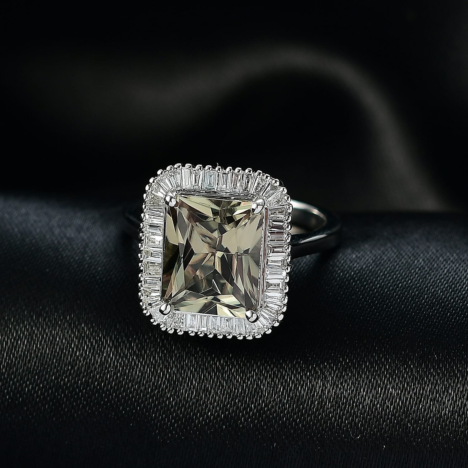 MONSTER DEAL- Rhapsody 950 Platinum AAAA Turkizite & Natural White Diamond (VS-EF) Ring 5.00 Ct, Platinum Wt. 7.06 Gms.
