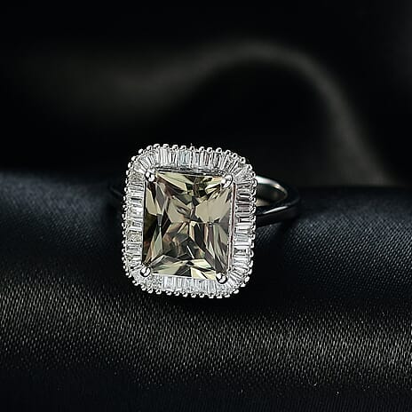 FINAL STOCK - RHAPSODY 950 Platinum AAAA Turkizite & Natural White Diamond (VS-EF) Ring 5.00 Ct, Platinum Wt. 7.06 Gms.
