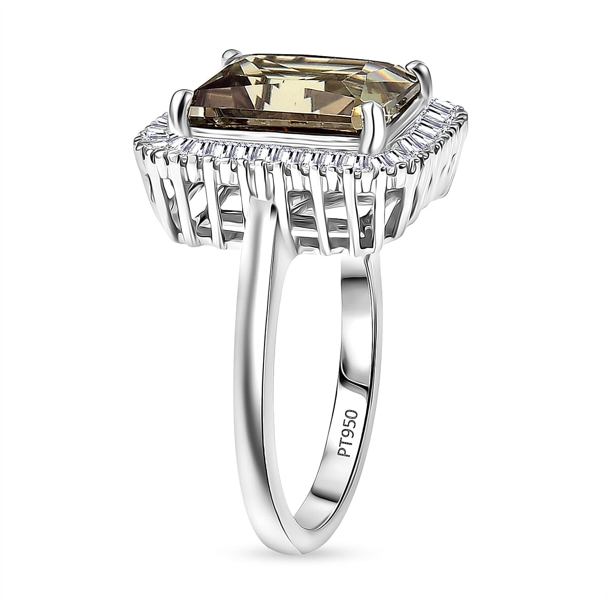 MONSTER DEAL- Rhapsody 950 Platinum AAAA Turkizite & Natural White Diamond (VS-EF) Ring 5.00 Ct, Platinum Wt. 7.06 Gms.