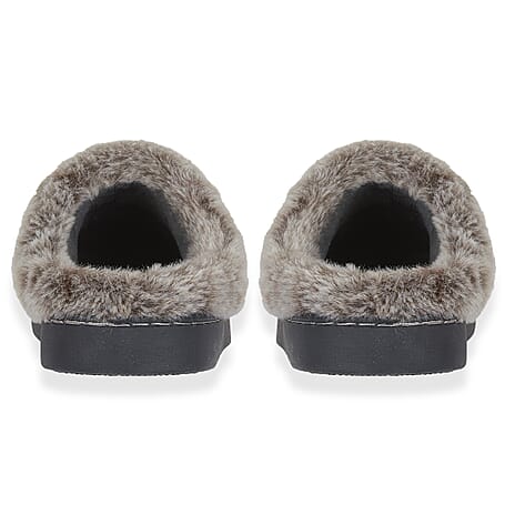 Jo - Joe Trixie Faux Fur Trim Mule Indoor Slippers (Size 7) - Charcoal