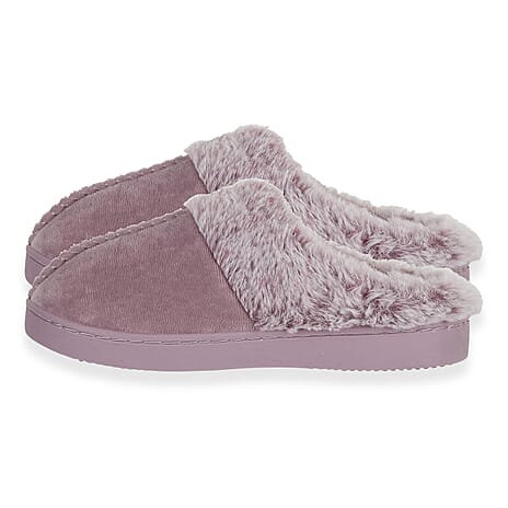 Jo - Joe Trixie Faux Fur Trim Mule Indoor Slippers (Size 8) - Lilac