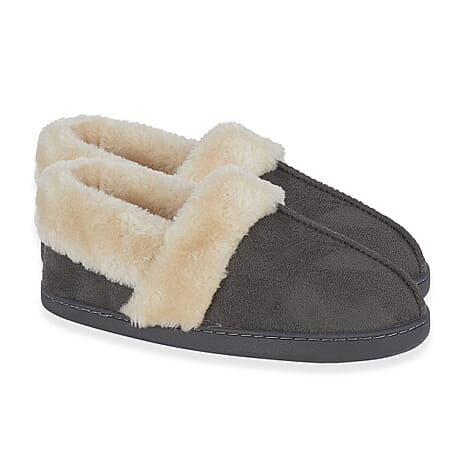 Jo - Joe Edale Faux Suede Slip-On With Sherpa Fur Lining (Size 5) - Grey