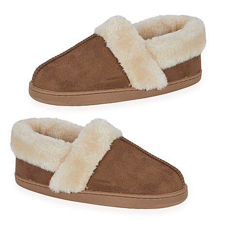 Jo - Joe Edale Faux Suede Slip-On With Sherpa Fur Lining (Size 6) - Cognac